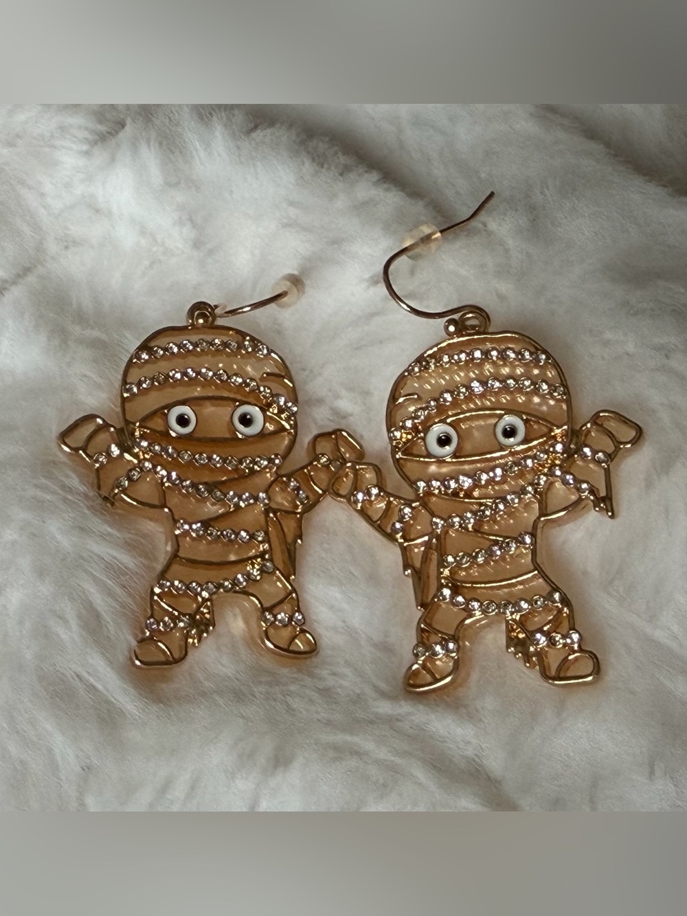 Gold Mummy Dangle Earrings - Fun Halloween Accessory